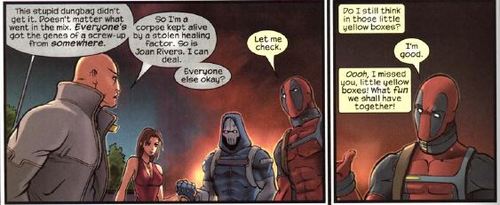 Deadpool little yellow boxes